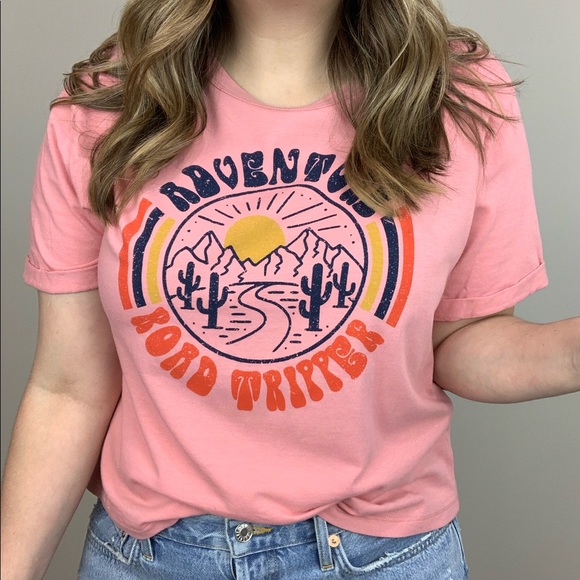 Road Tripper Graphic Tee M L Pink Boho - Picture 7 of 8